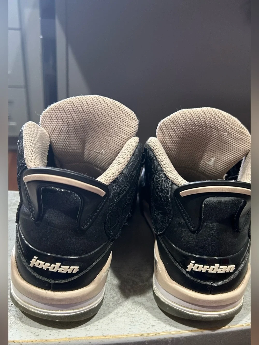 Jordan Black Leather Sneakers with Cream Lining